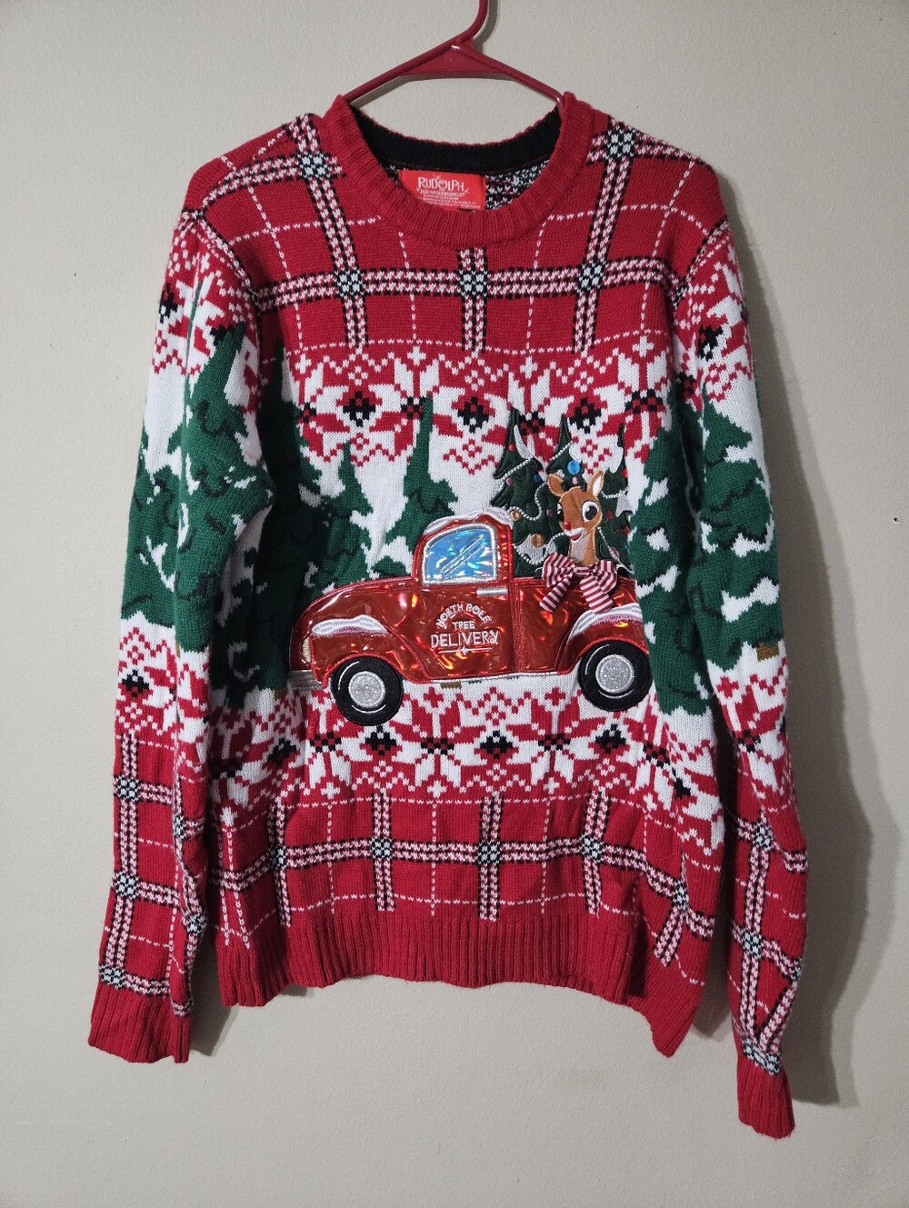 Rudolph Crazy Christmas Sweater Large